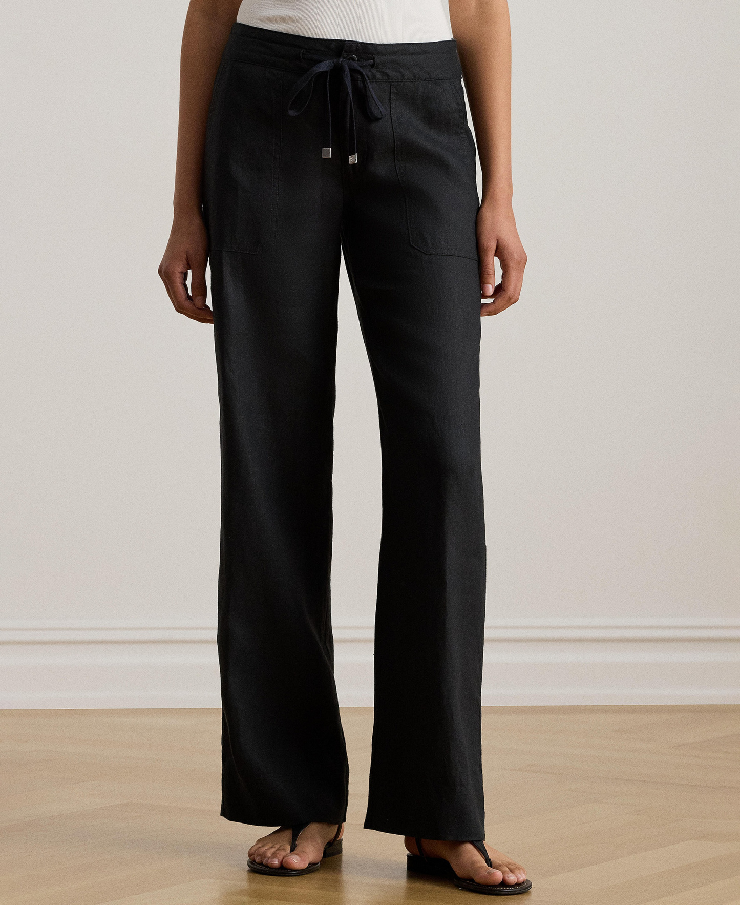 Lauren Ralph Lauren Women's Wide-Leg Linen Pants - Polo Black