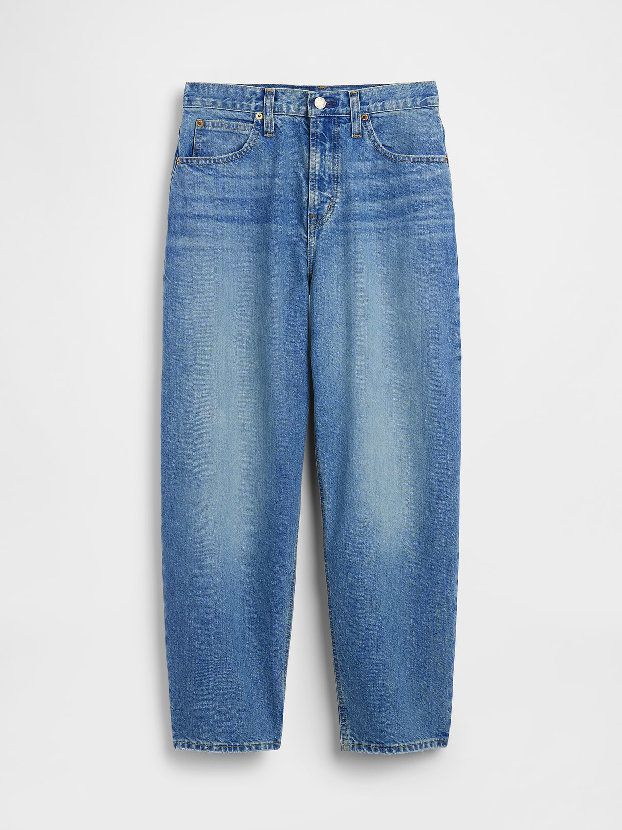 High Rise Crop Barrel Jeans - Medium wash