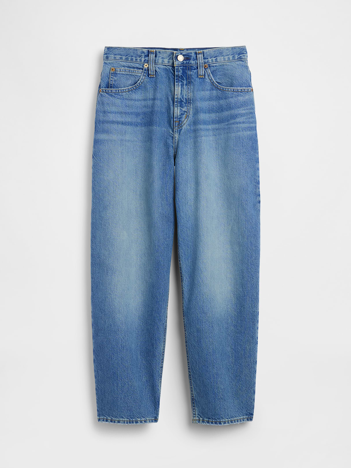 High Rise Crop Barrel Jeans - Medium wash