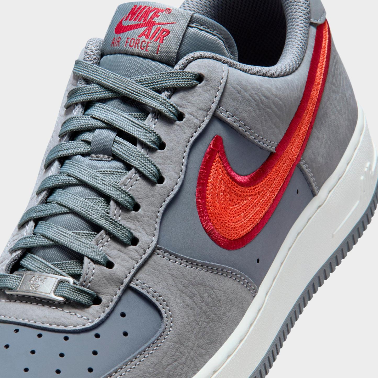Men's Nithtke Air Force 1 '07 LV8 Casual Shoes - Part 1 - Cool Grey/Team Crimson/Summit White/Rust Factor - Detail shot