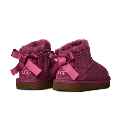 UGG® Toddler Kids Ultra Mini Bailey Bow Zipper Booties - Dark Winterberry