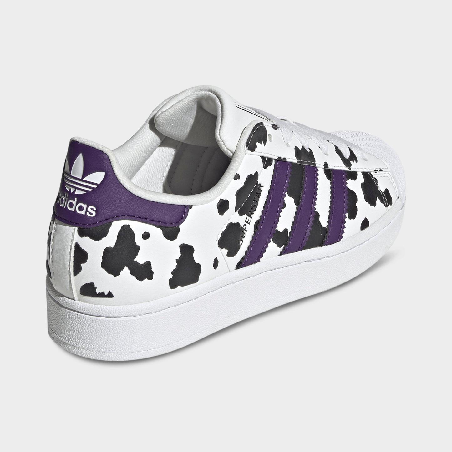 Big Kids' adidas Originals Superstar II Casual Shoes - Crystal White/Violet/Cloud White - Back view