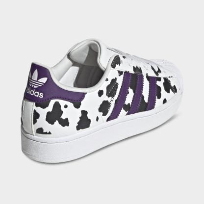 Big Kids' adidas Originals Superstar II Casual Shoes - Crystal White/Violet/Cloud White - Back view