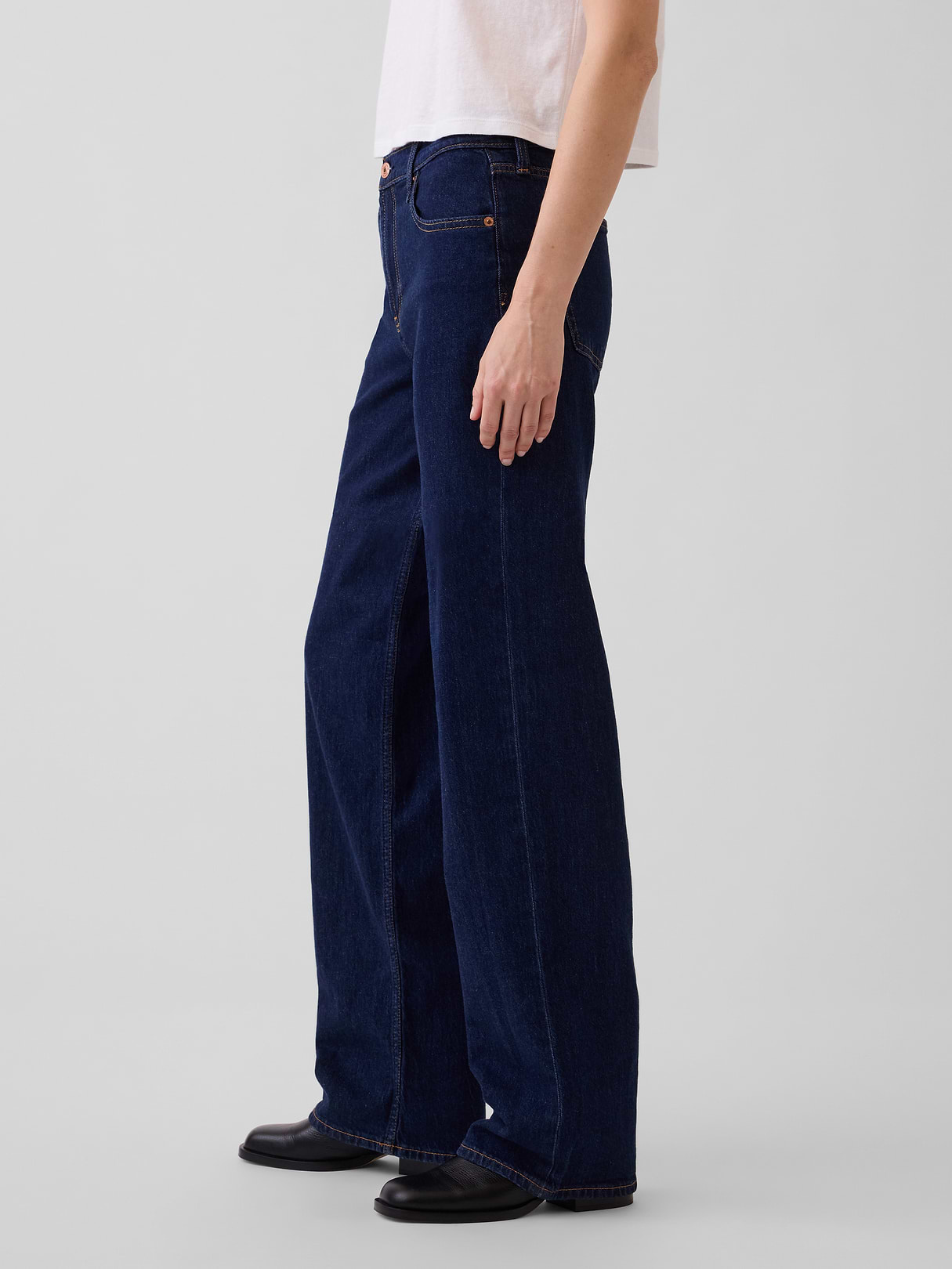 Low Rise '90s Loose Jeans - Dark blue indigo
