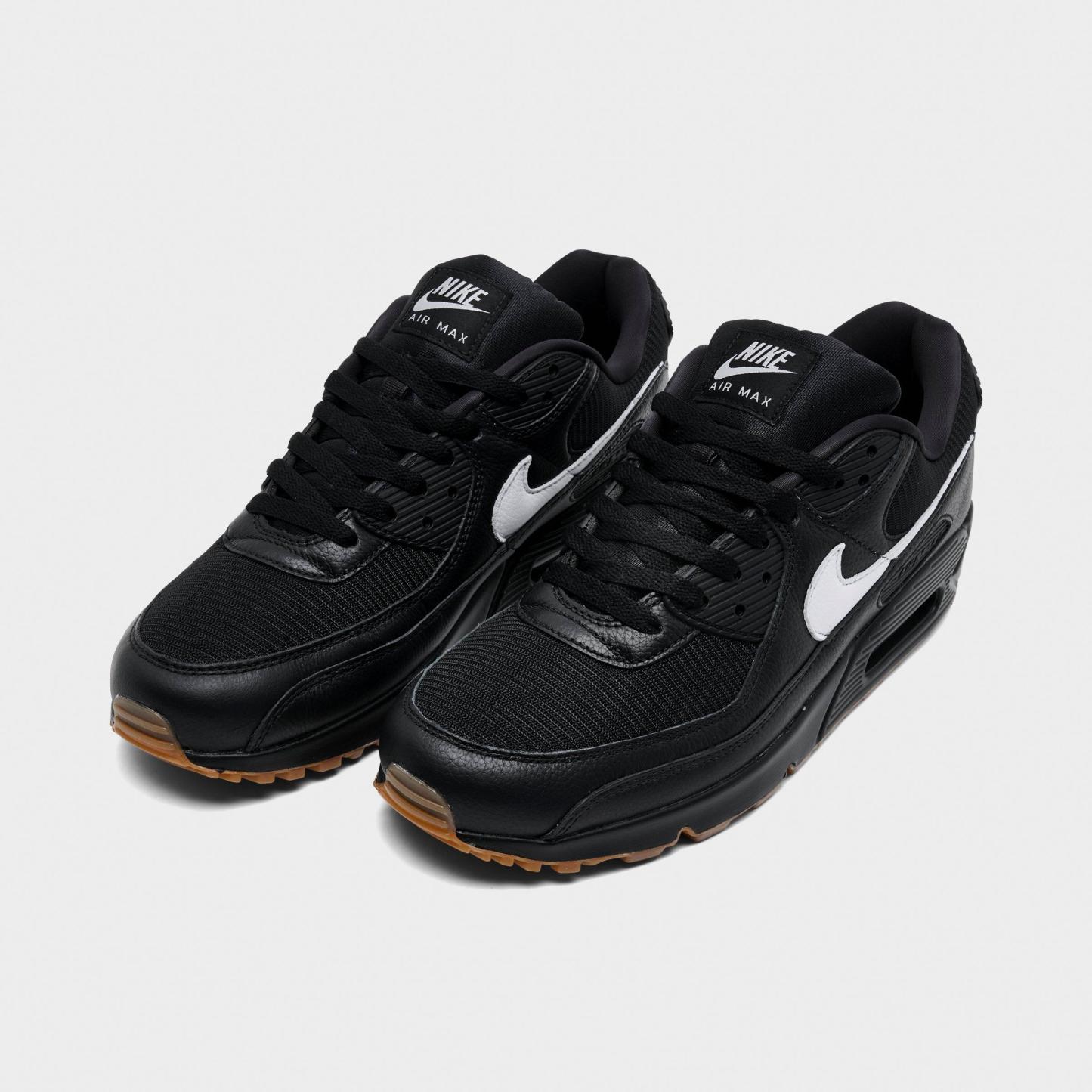 Men's Nithtke Air Max 90 Casual Shoes - Part 3 - Black/White/Gum Med Brown - Both shoes facing left