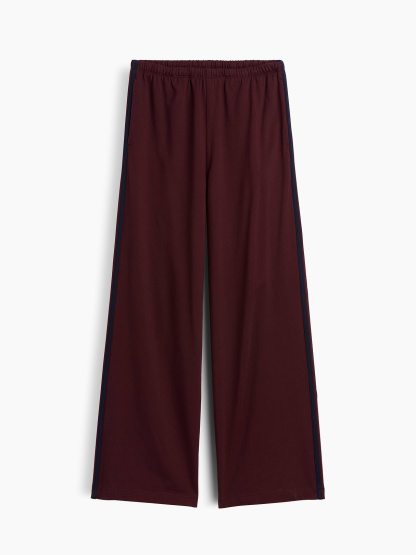 Knit Relaxed Track Pants - Noir red with navy stripe