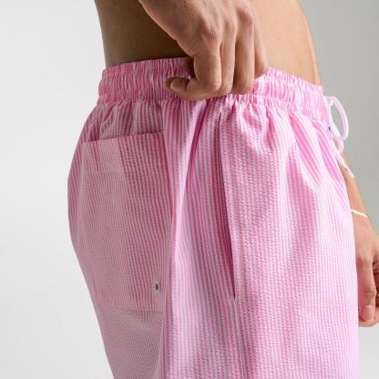 Men's Nike Swim Breaker Seersucker Ripple Brief-Lined 7" Volley Shorts - Pink Glow