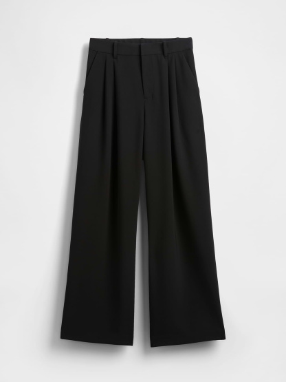 Curvy 365 High Rise Pleated Trousers - True black