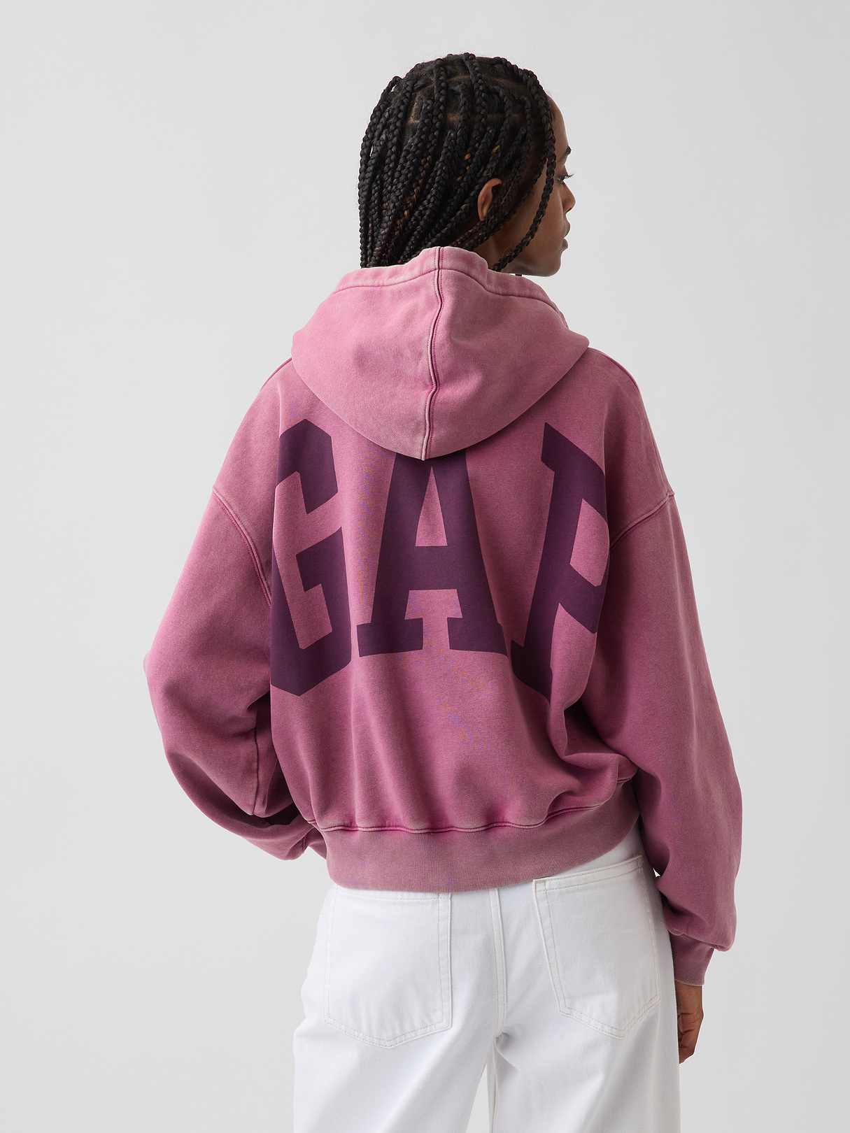 VintageSoft Crop Logo Hoodie - Dahlia pink
