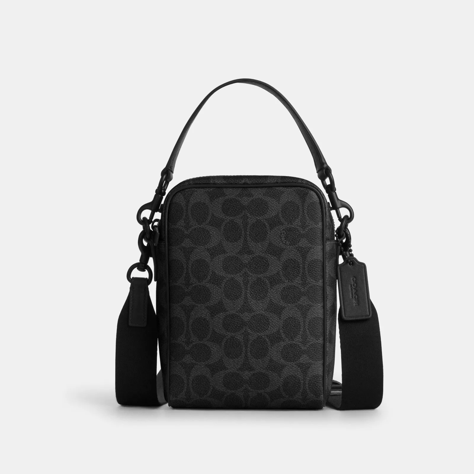 Tristan Crossbody Bag 14 In Signature Canvas - Matte Black/Black Signature