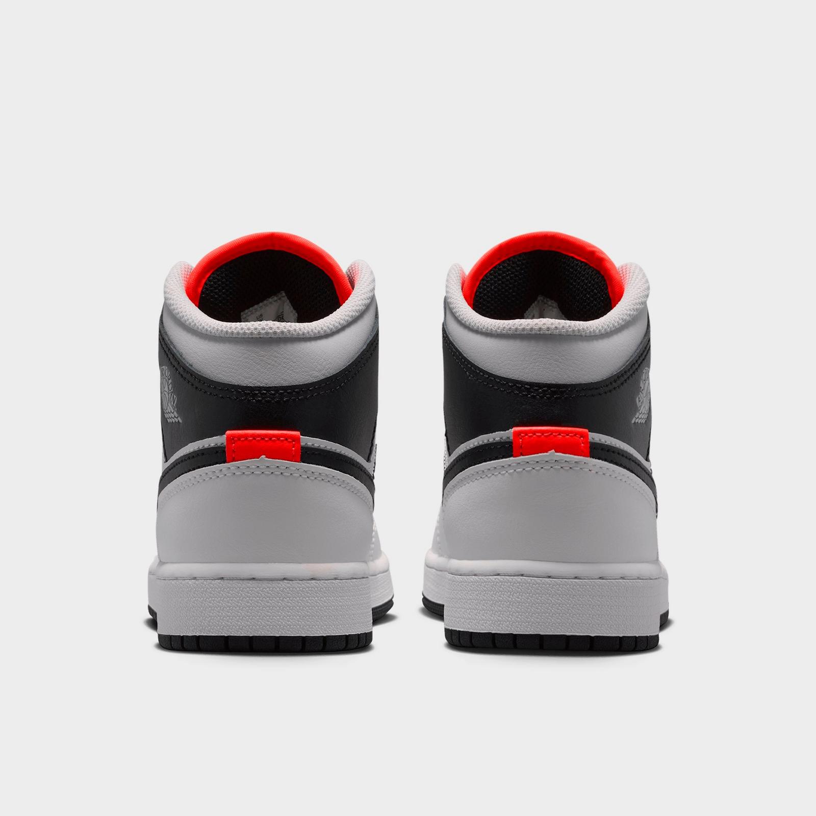 Big Kids' Air Jordan Retro 1 Mid Casual Shoes - Summit White/Infrared 23/Neutral Grey/Black - view 4