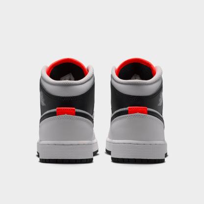 Big Kids' Air Jordan Retro 1 Mid Casual Shoes - Summit White/Infrared 23/Neutral Grey/Black - view 4