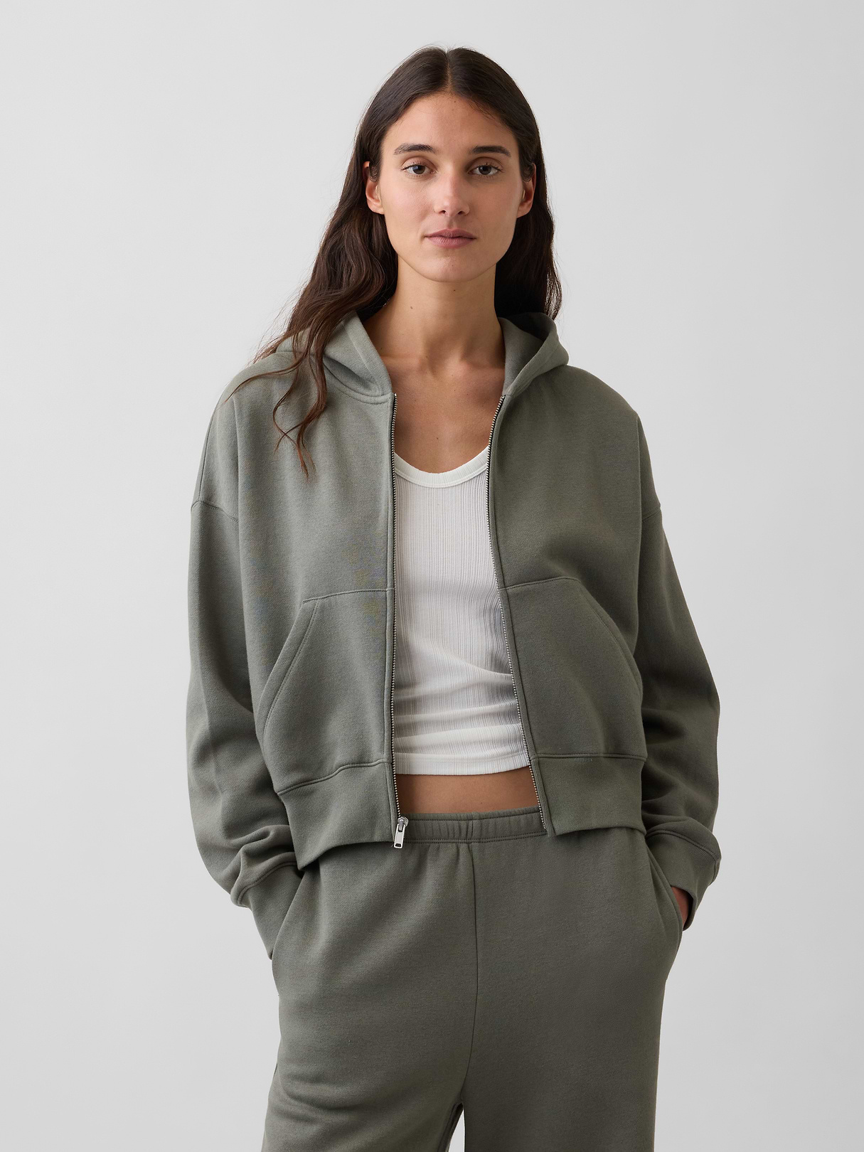 VintageSoft Wedge Zip Hoodie - Castor grey