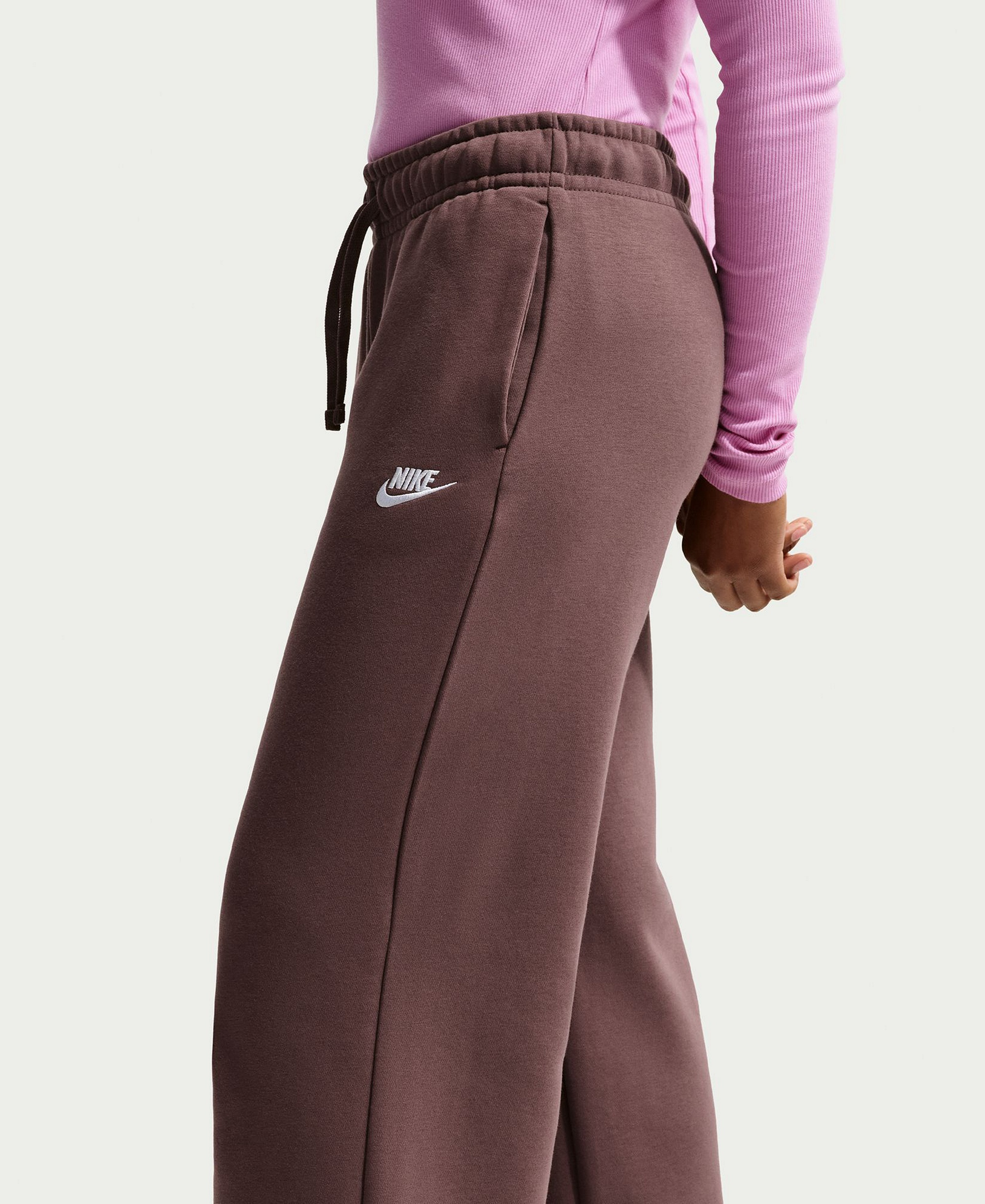 Nike Women's Sportswear Club Fleece Mid-Rise Wide-Leg Sweatpants - Tattoo/white