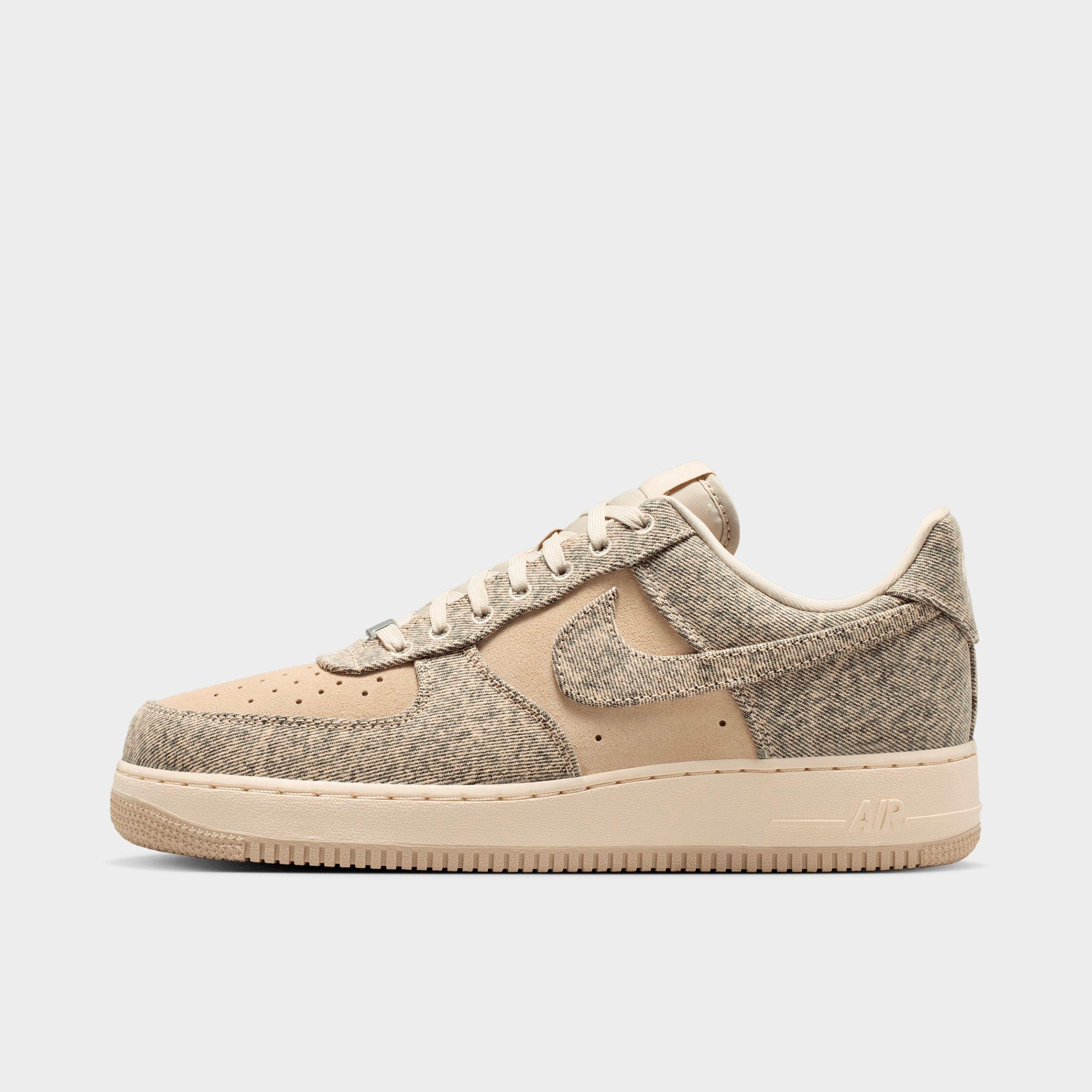 Men's Nithtke Air Force 1 '07 LV8 Casual Shoes - Part 1 - Desert Khaki/Light Khaki/Metallic Silver/Desert Khaki - Left shoe facing left. Outside of the shoe.