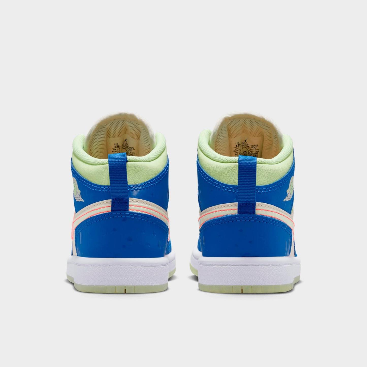 Little Kids' Air Jordan Retro 1 Mid SE Casual Shoes - Game Royal/Barely Volt/Infrared 23/Pale Ivory - view 4