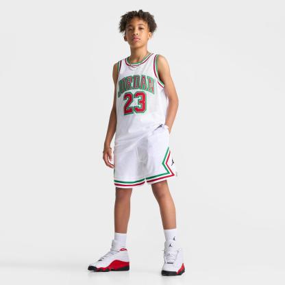 Big Kids' Jordan Dri-FIT Diamond Mesh Basketball Shorts - White/Red/Green - view 2