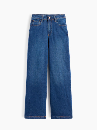 High Rise Stride Wide-Leg Jeans - Dark wash