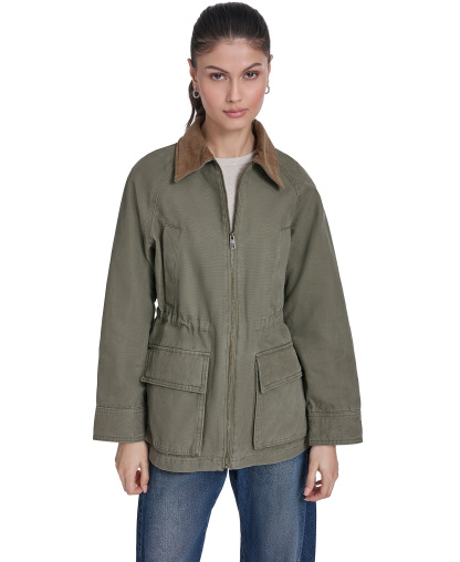 Levi's Women's Cinch Waist Cotton Barn Jacket - Olive