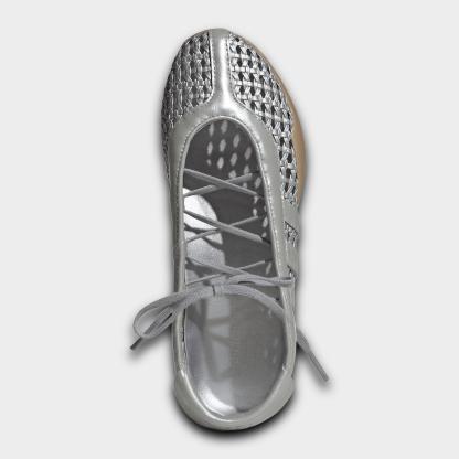 Women's adidas Originals Taekwondo Mei Ballet Casual Shoes - Silver Metallic/Silver Metallic/Gum - Top view