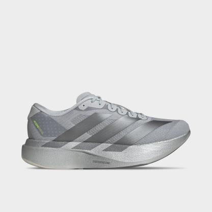 Men's adidas Adizero EVO SL Running Shoes - Part 1 - Silver Metallic/Iron Metallic/Halo Silver - Left shoe facing left. Outside of the shoe.