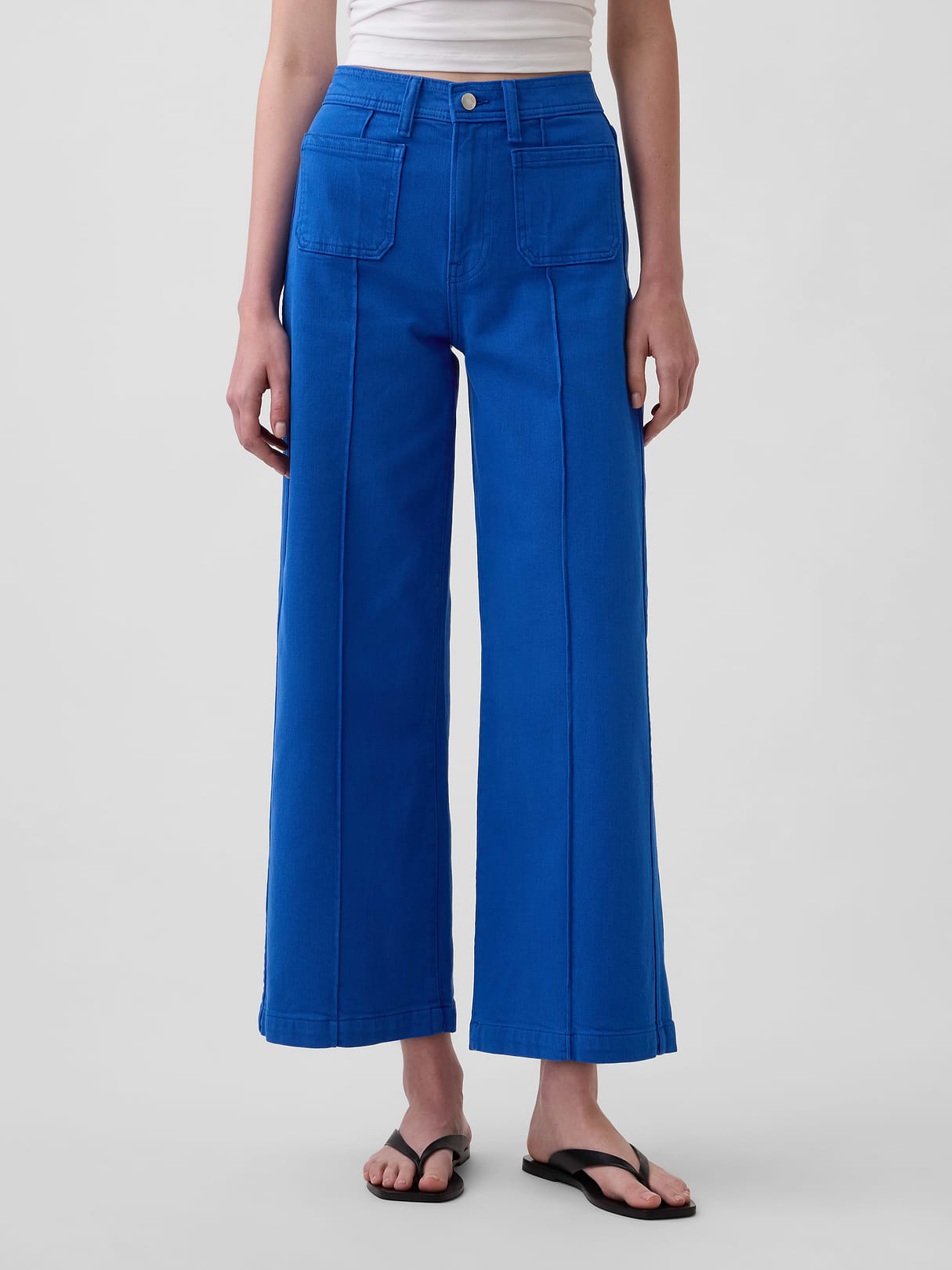 High Rise Stride Wide-Leg Ankle Jeans - Admiral blue