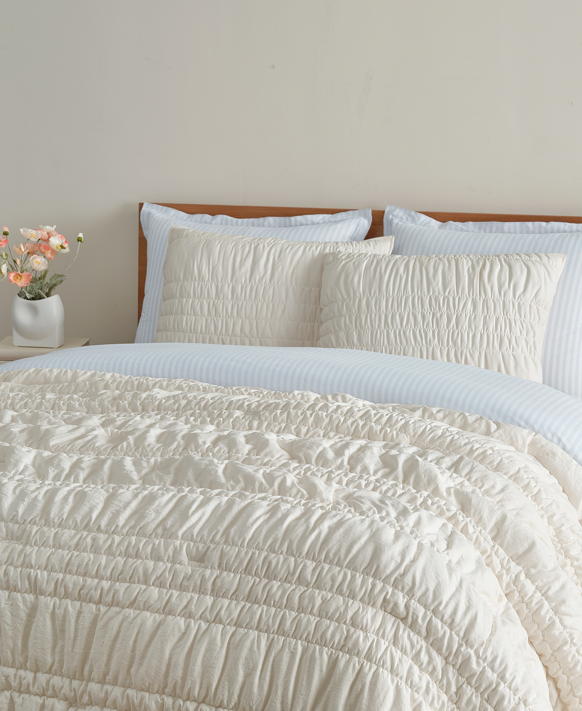 UGG® Devon Tide Ruched 3-Pc. Quilt Set, Full/Queen - Ivory
