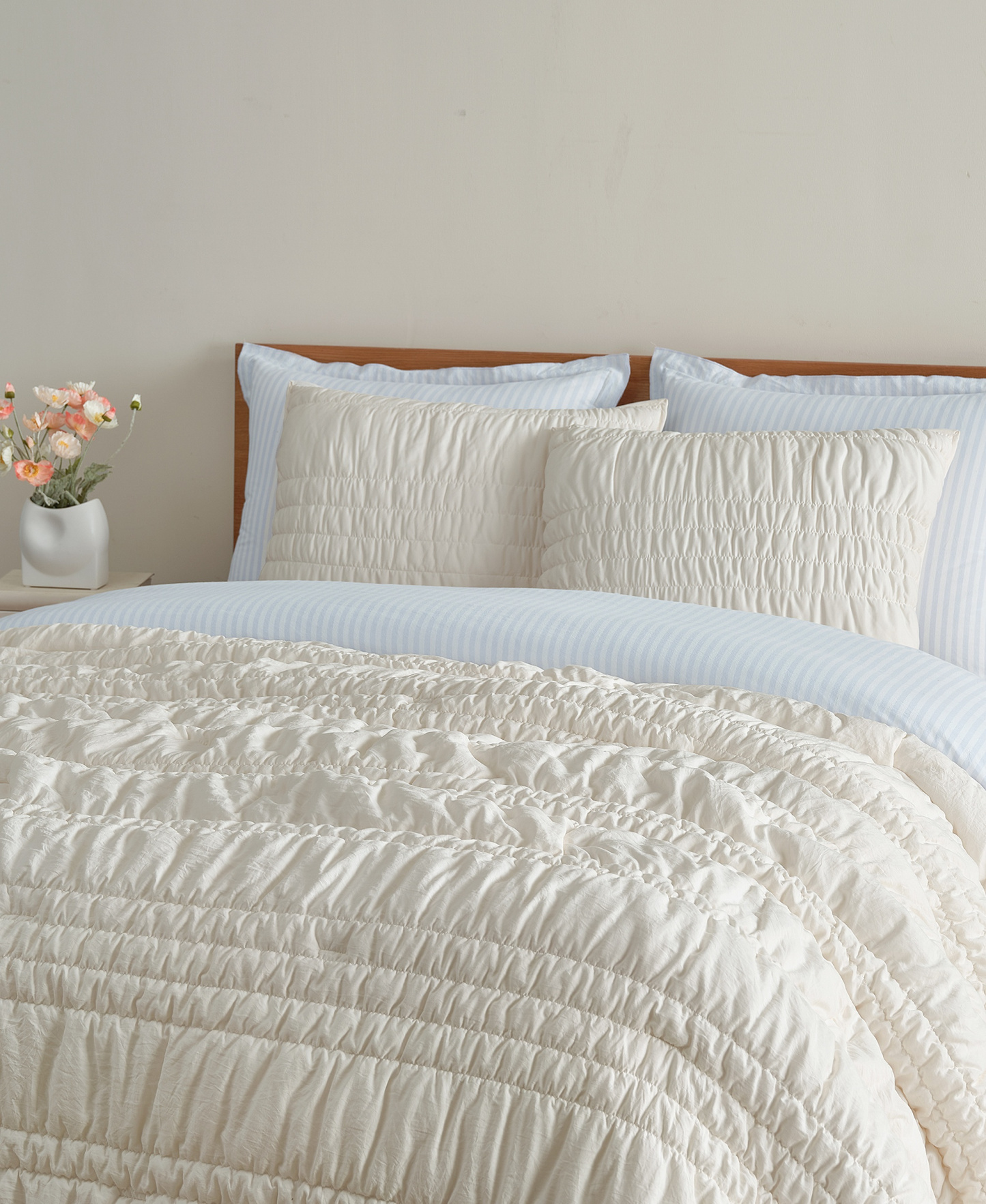 UGG® Devon Tide Ruched 3-Pc. Quilt Set, Full/Queen - Ivory