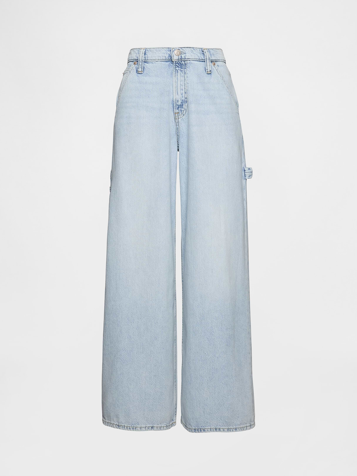 Mid Rise Denim Stripe Baggy Jeans - Acid wash