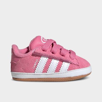 Infant adidas Originals Campus 00s Stretch Lace Comfort Closure Crib Shoes - Bliss Pink/White/Gum - Left shoe facing left. Outside of the shoe.