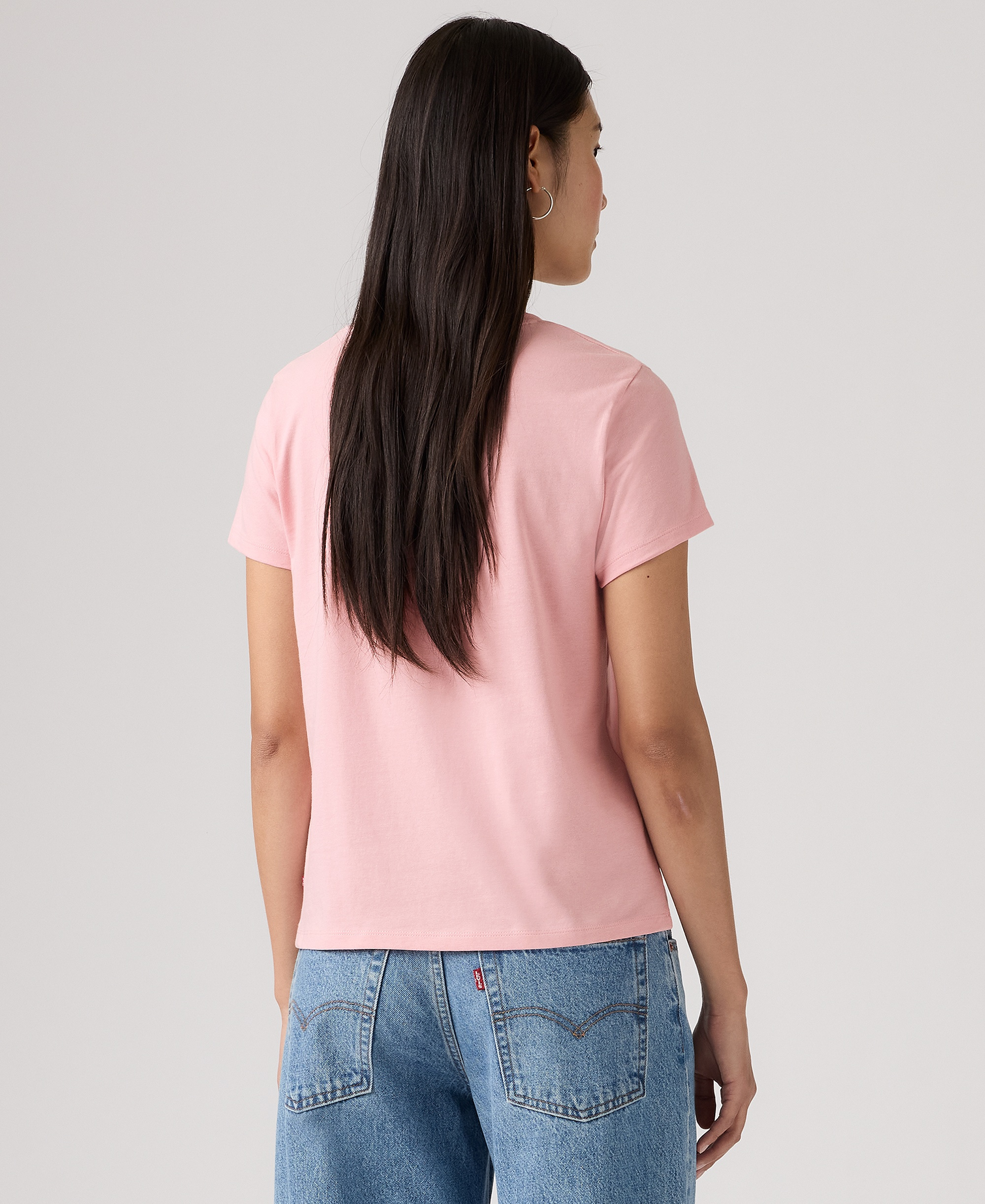 Levi's Women's Perfect Graphic Logo Cotton T-Shirt - Floral Emb Bw Coral Blush