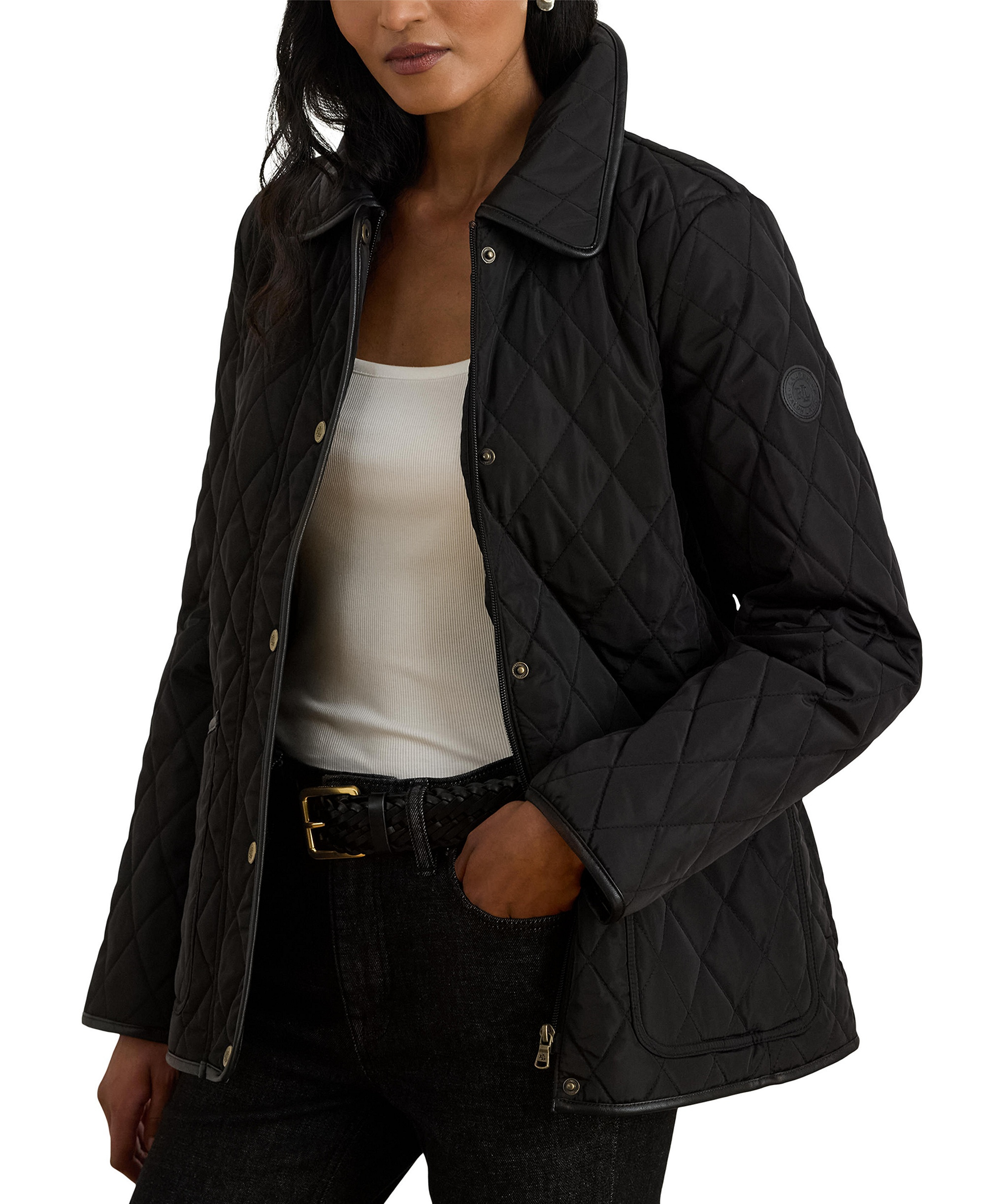 Lauren Ralph Lauren Petite Quilted Velboa-Lined Jacket, Created for Macy's - Black