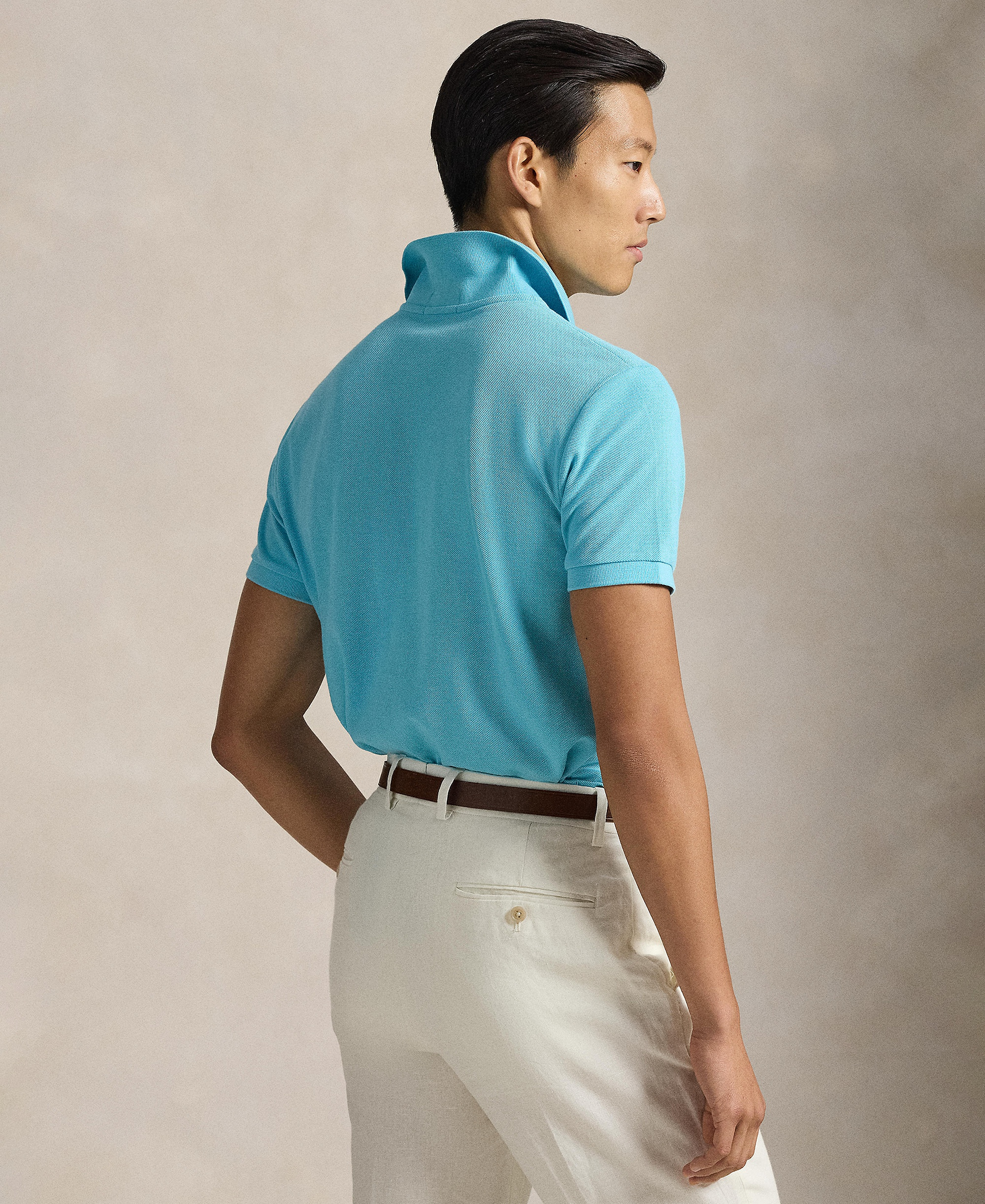 Polo Ralph Lauren Men's Cotton Custom Slim Fit Mesh Polo Shirt - Perfect Turquoise