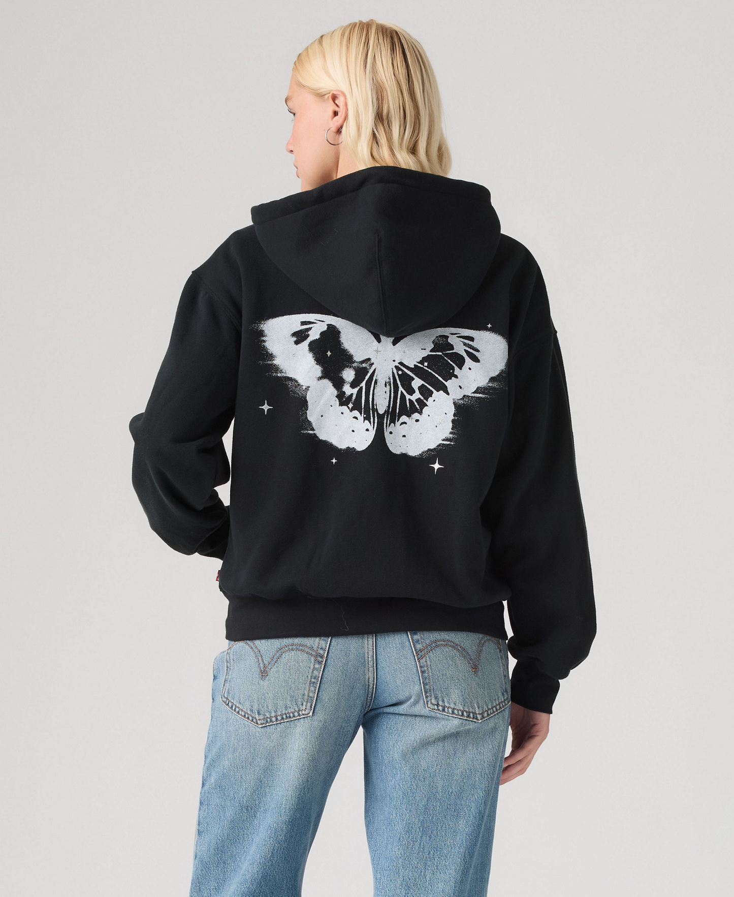 Levi's Women's Graphic Everyday Zip-Up Hoodie - HOODIE DREAMY BUTTERFLY ANTHRACITE