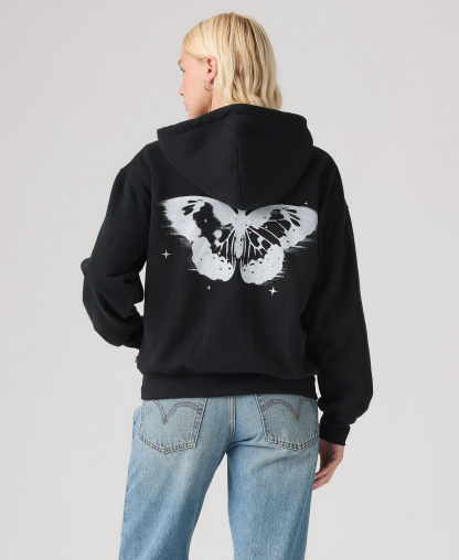 Levi's Women's Graphic Everyday Zip-Up Hoodie - HOODIE DREAMY BUTTERFLY ANTHRACITE