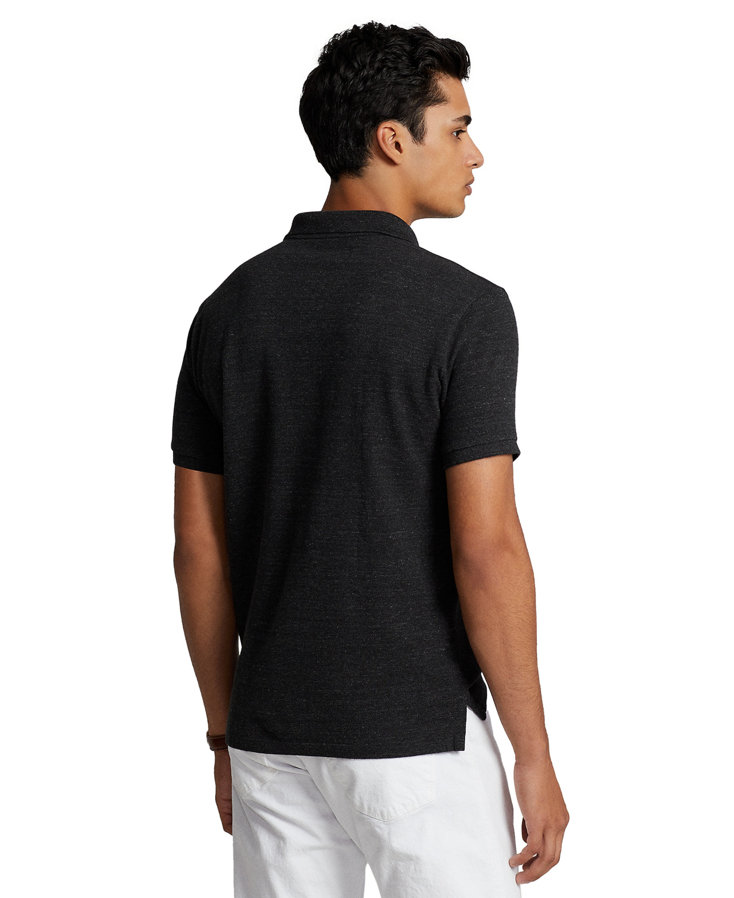 Polo Ralph Lauren Men's Custom Slim-Fit Mesh Polo Shirt - Black Marl Heather