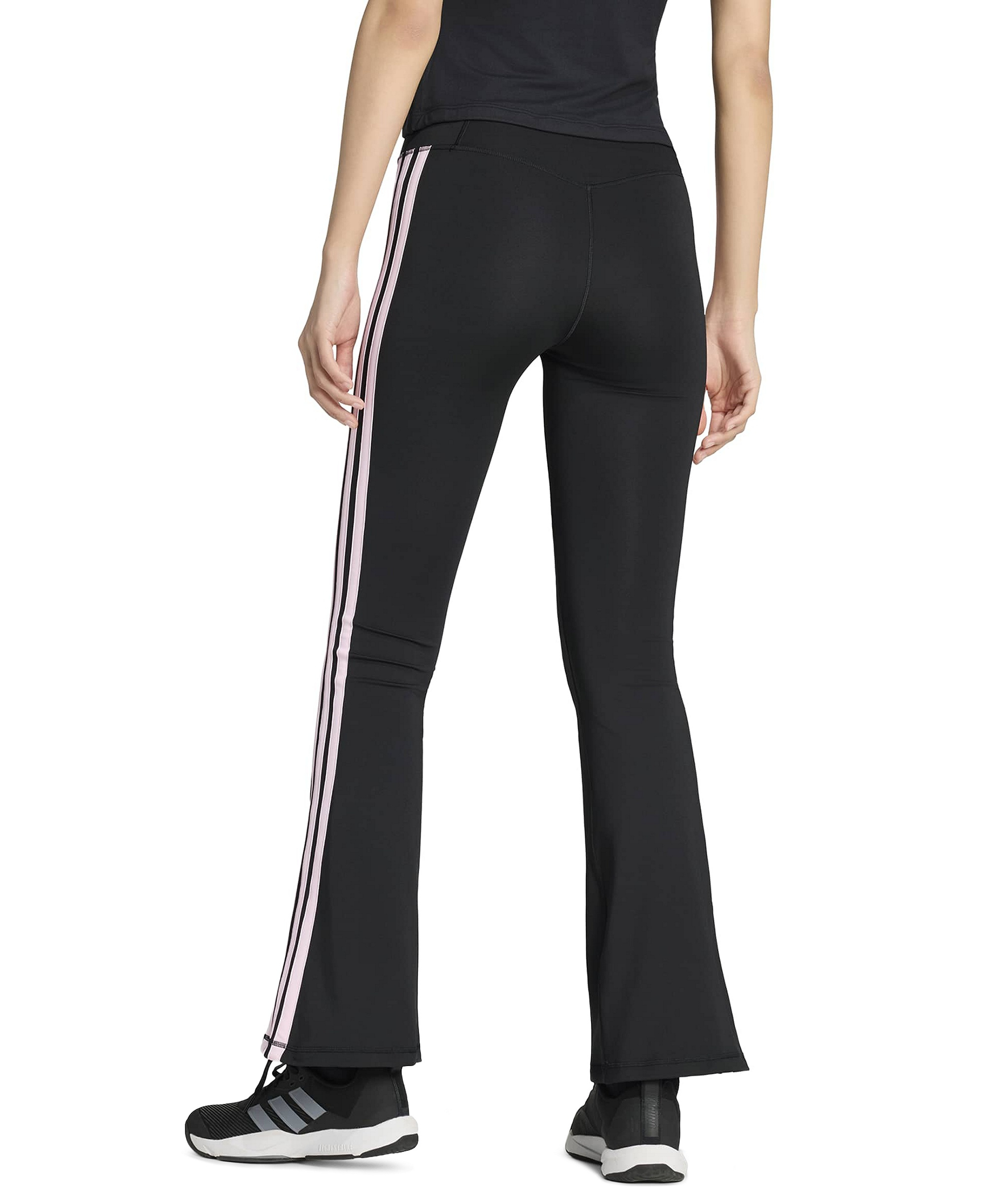 adidas Women's Optime Essentials 3-Stripes Flared Leggings - Black/Pink