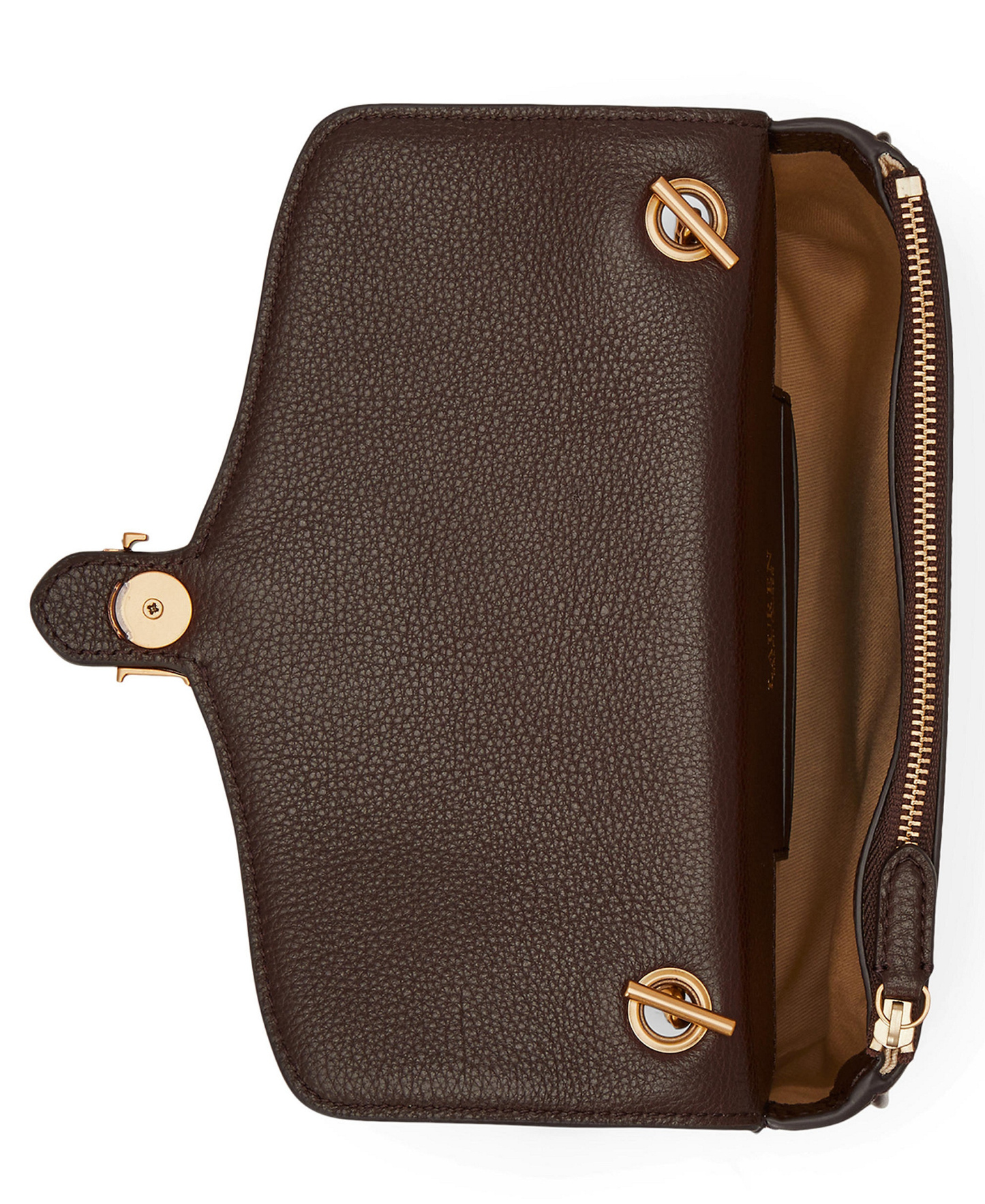 Lauren Ralph Lauren Bradley Small Pebbled Leather Crossbody Wallet - Chestnut Brown