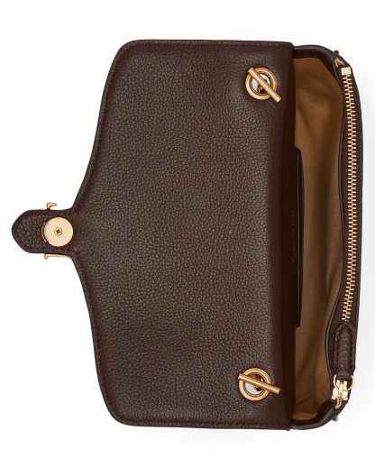 Lauren Ralph Lauren Bradley Small Pebbled Leather Crossbody Wallet - Chestnut Brown