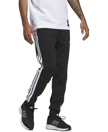 adidas Men's Essentials Three-Stripes Regular-Fit Fleece Joggers - Black/White
