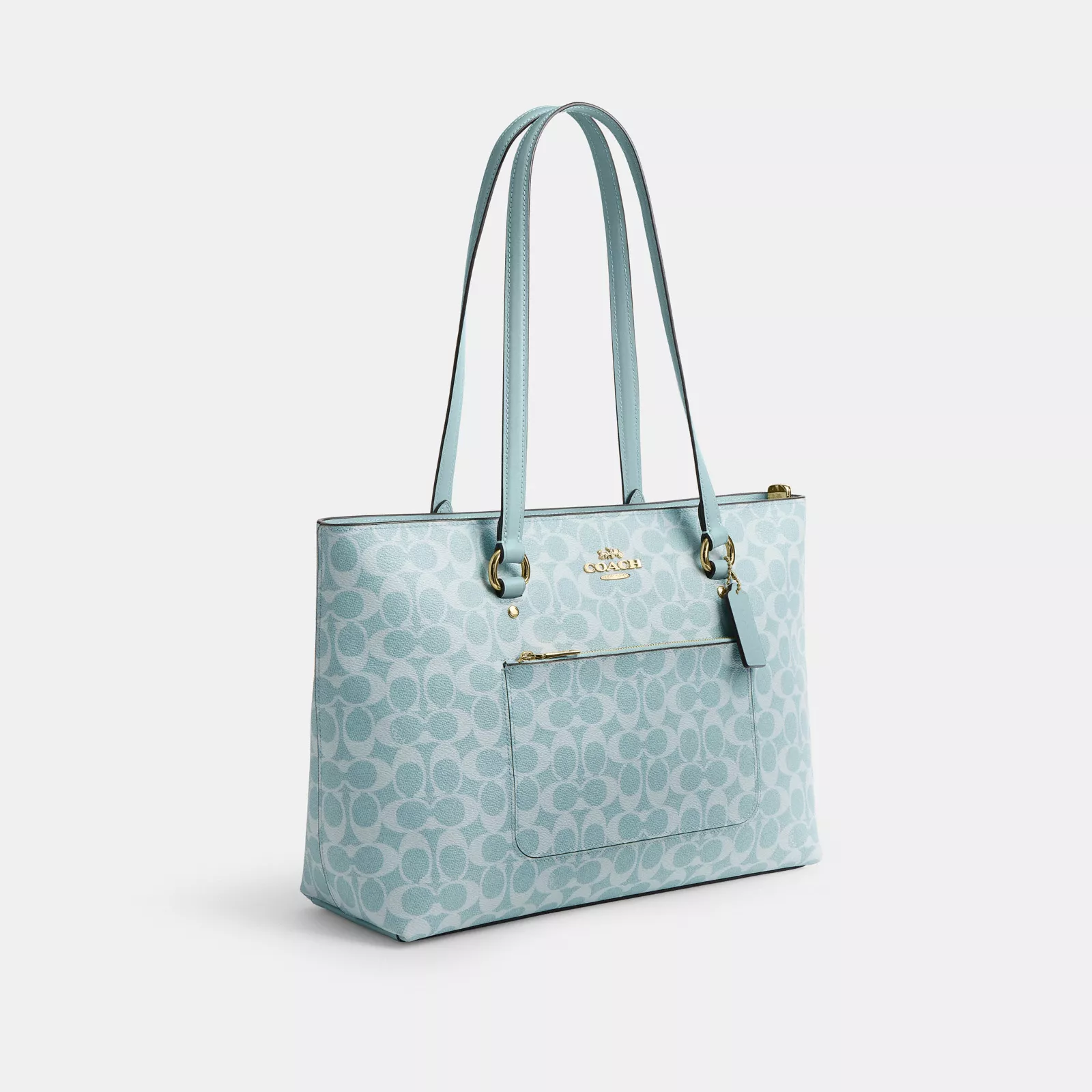 Station Tote Bag In Signature Canvas - Gold/Light Blue - view 5