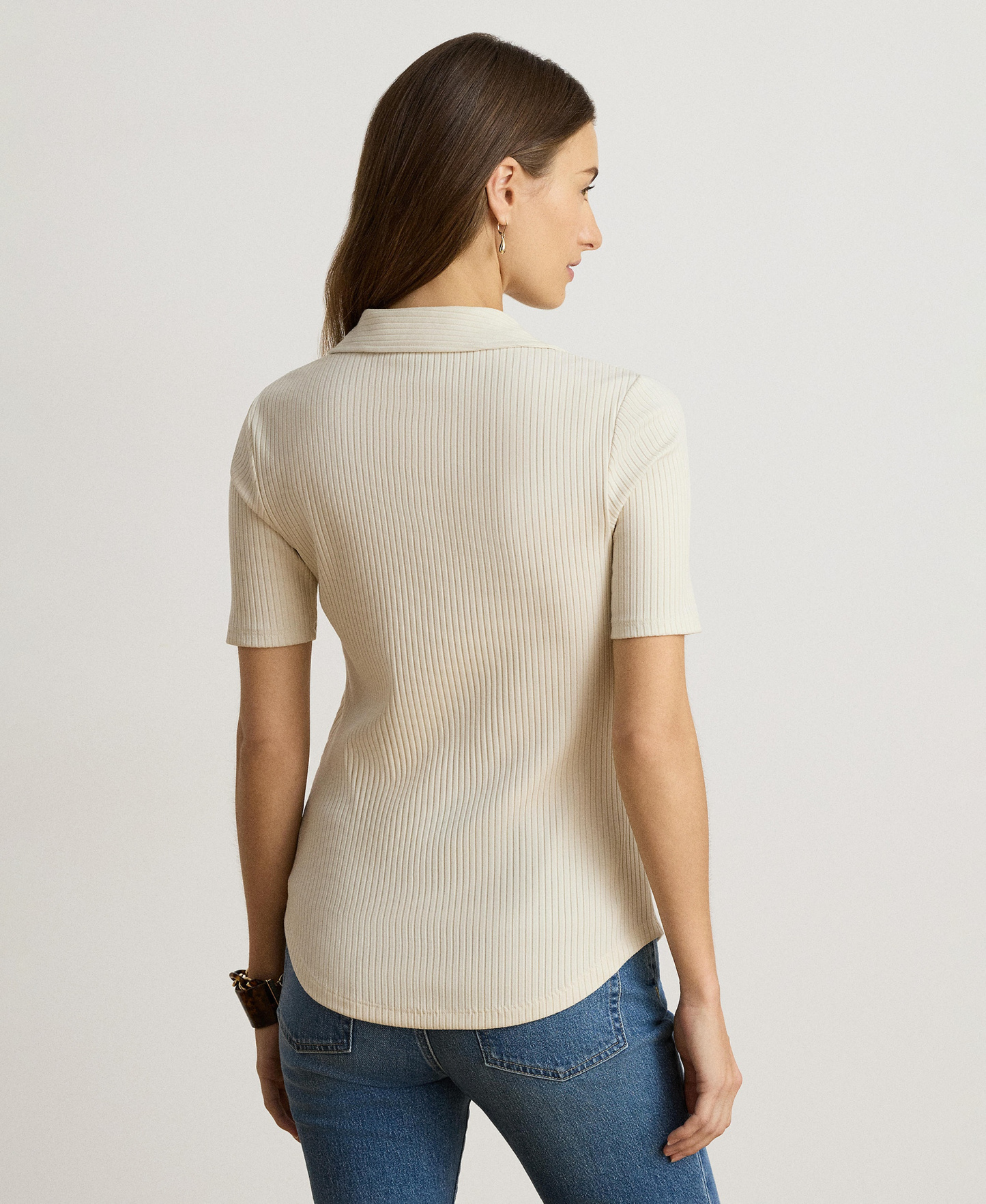 Lauren Ralph Lauren Women's Johnny Collar Polo T-Shirt - Mascarpone Cream
