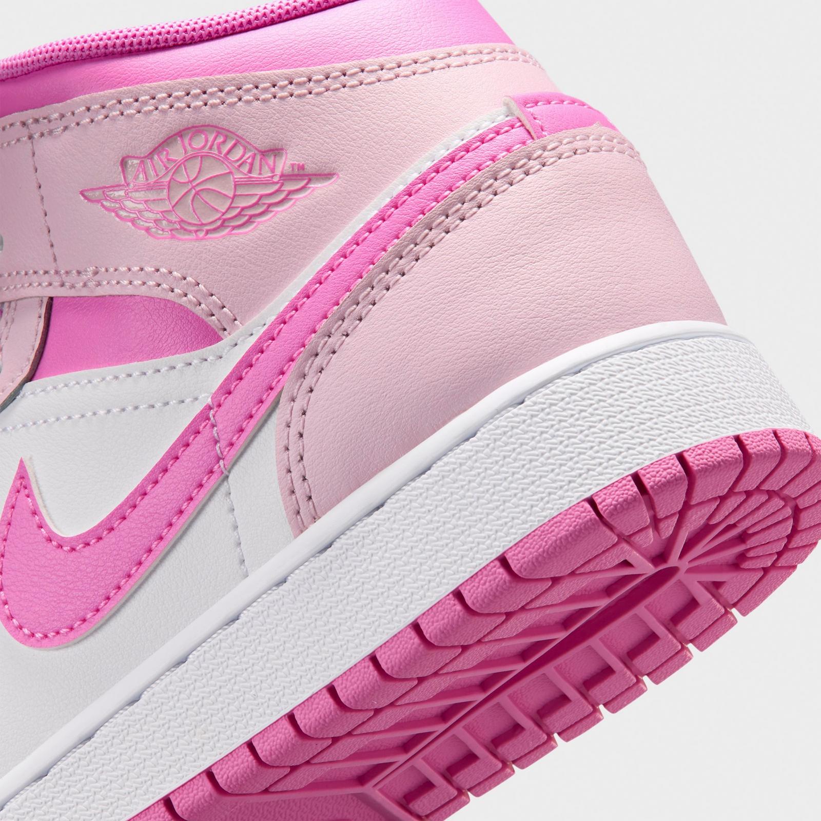 Big Kids' Air Jordan Retro 1 Mid Casual Shoes - Pink Foam/China Rose/White/Pink Foam - view 3