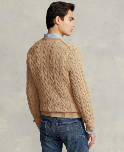 Polo Ralph Lauren Men's Cable-Knit Cotton Sweater - Camel Melange