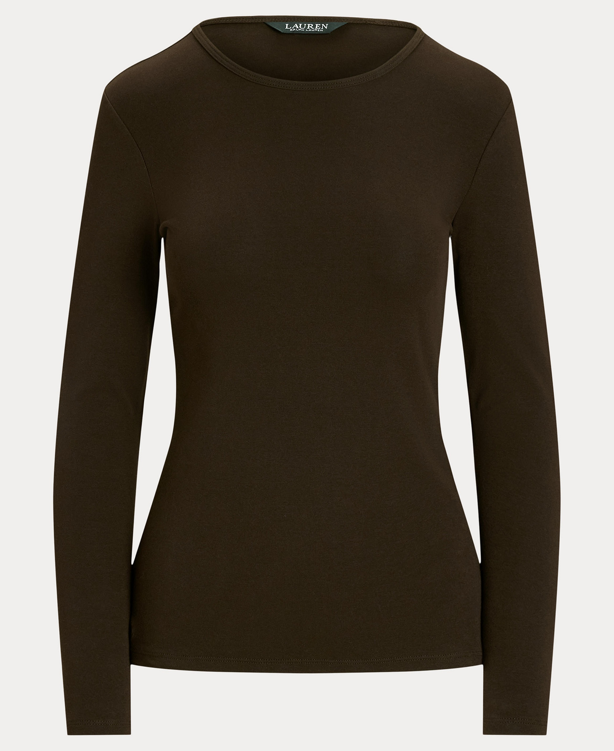 Lauren Ralph Lauren Cotton-Blend Long-Sleeve Top - Circuit Brown