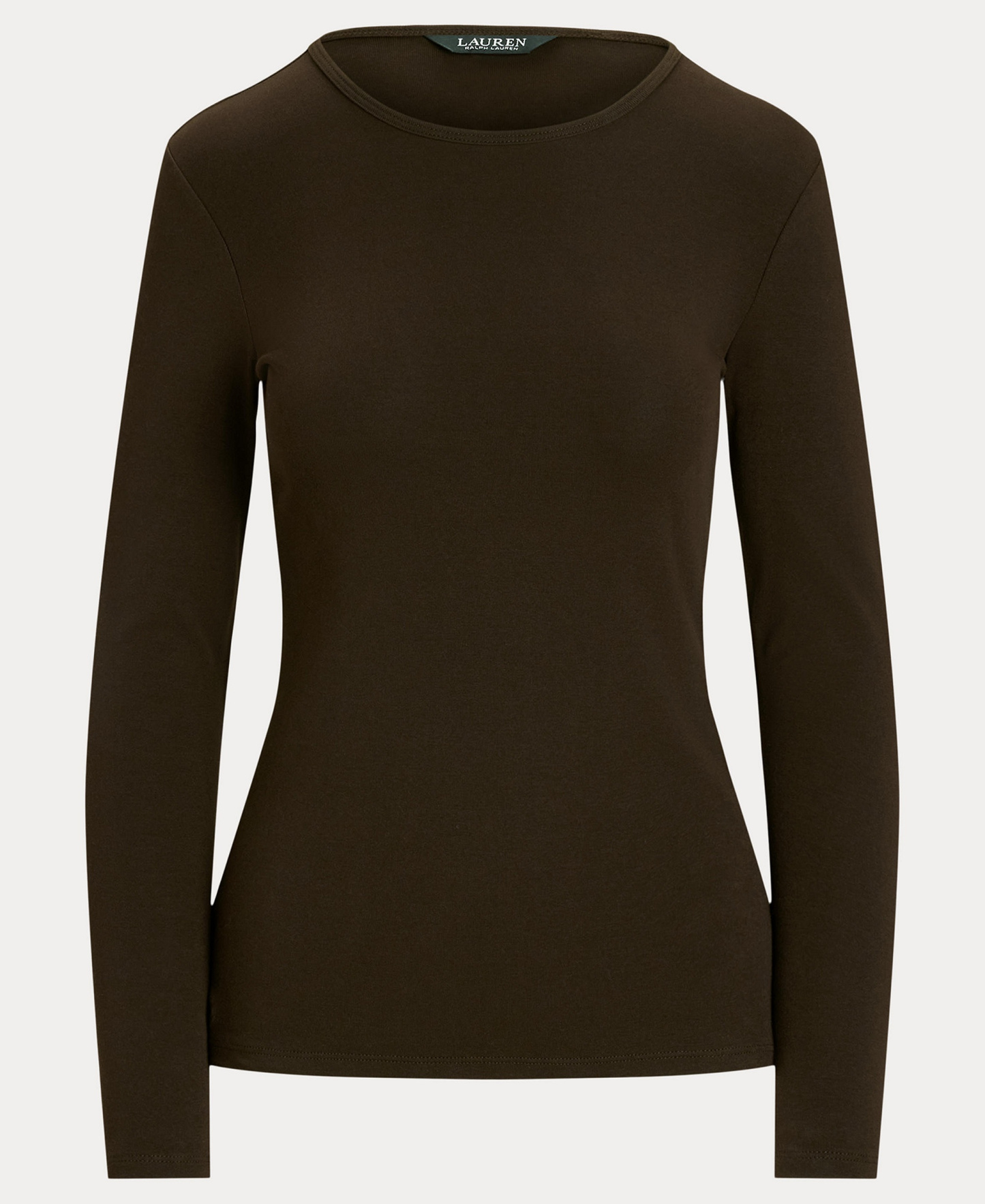 Lauren Ralph Lauren Cotton-Blend Long-Sleeve Top - Circuit Brown