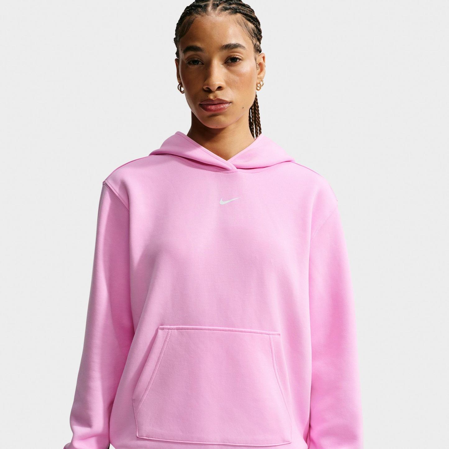 Women's Nithtke Studio Fleece Sport Dri-FIT Pullover Hoodie - Pink Rise/White