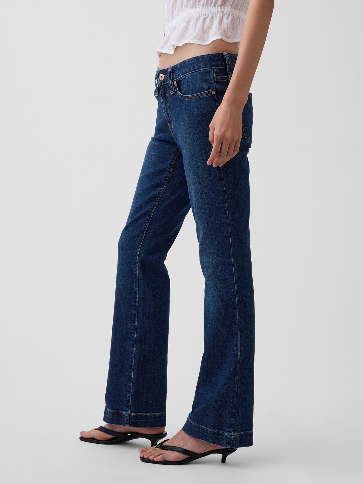 Low Rise Long & Lean Split-Hem Jeans - Dark indigo