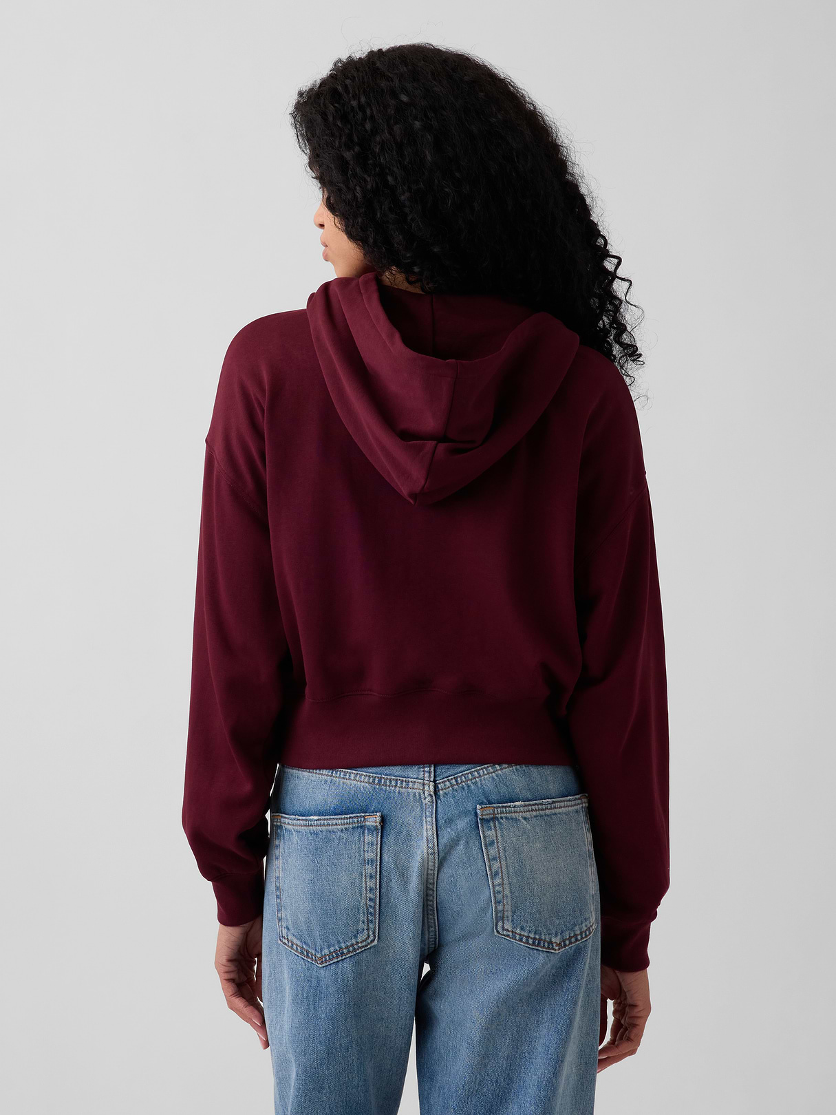 VintageSoft Terry Oversized Wedge Zip Hoodie - Purple burgundy