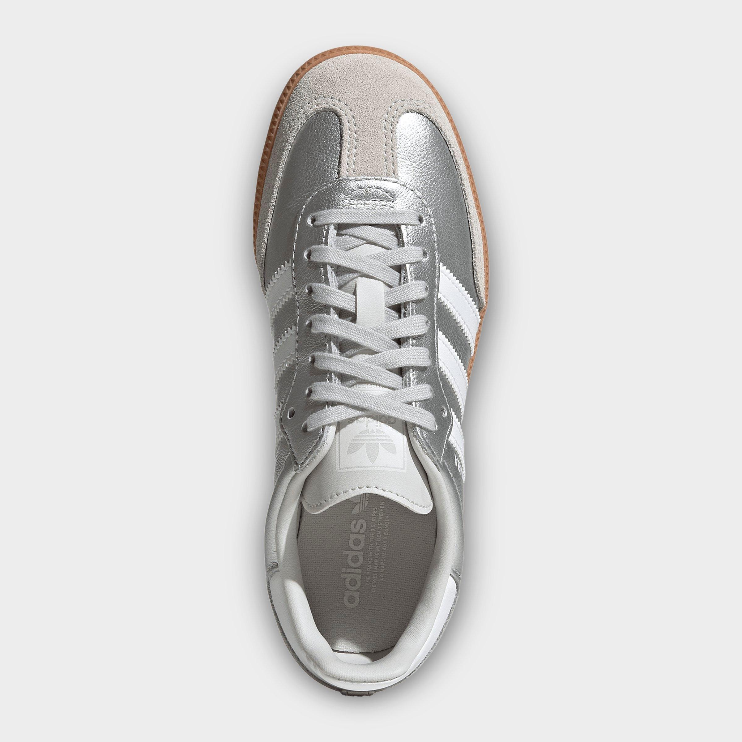 Big Kids' adidas Originals Samba OG Casual Shoes - Part 1 - Silver Metallic/White/Gum - Top view